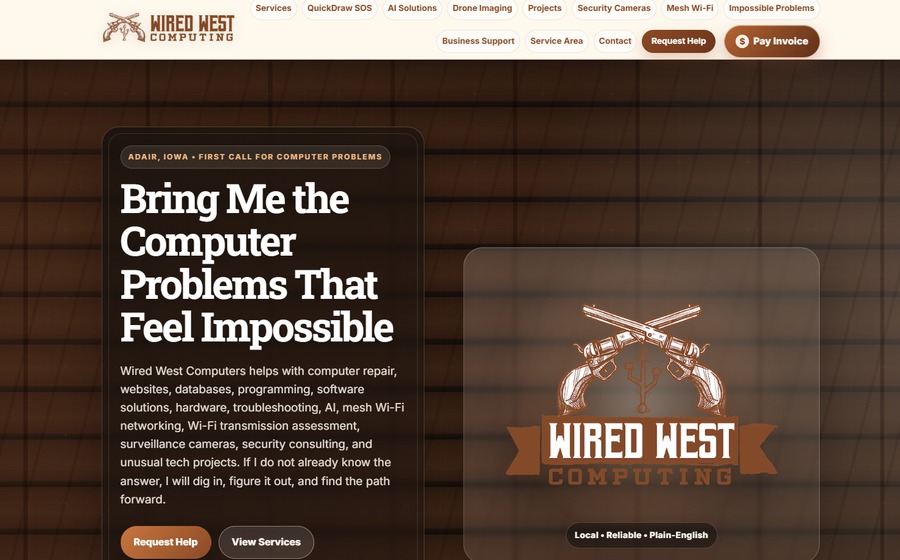 Thumbnail for the Wired West Computers Website project
